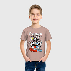 Футболка хлопковая детская Cuphead - devil, цвет: пыльно-розовый — фото 2