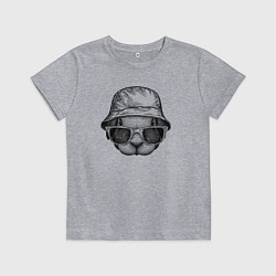 Футболка хлопковая детская Зайка в панаме и очках, цвет: меланж
