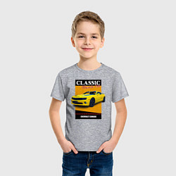 Футболка хлопковая детская Спорткар Chevrolet Camaro, цвет: меланж — фото 2