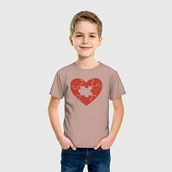 Футболка хлопковая детская Puzzle heart, цвет: пыльно-розовый — фото 2