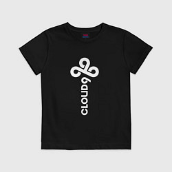 Футболка хлопковая детская Cloud9 - vertical logo, цвет: черный