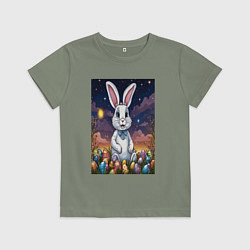 Футболка хлопковая детская Ночной кролик, цвет: авокадо