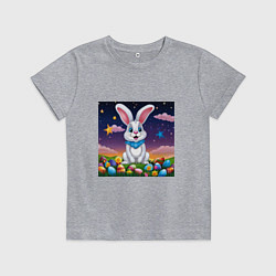 Футболка хлопковая детская Кролик под звёздами, цвет: меланж