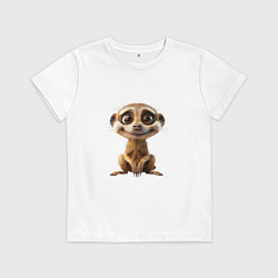 Футболка хлопковая детская Сурикат в стойке, цвет: белый