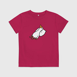 Футболка хлопковая детская Гусь пожалуй поваляюсь, цвет: маджента