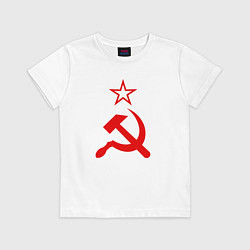 Футболка хлопковая детская Серп, молот и звезда, цвет: белый