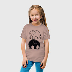 Футболка хлопковая детская Cute elephants, цвет: пыльно-розовый — фото 2