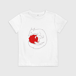 Футболка хлопковая детская Лиса и роза, цвет: белый