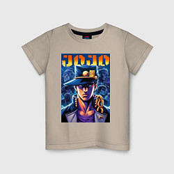 Футболка хлопковая детская Jojo - Jotaro Kujo ai art, цвет: миндальный