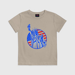 Футболка хлопковая детская USA statue of liberty, цвет: миндальный