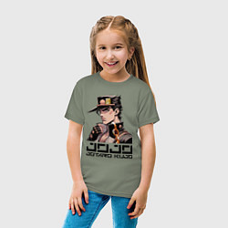 Футболка хлопковая детская Jotaro Kujo - Jojo ai art, цвет: авокадо — фото 2
