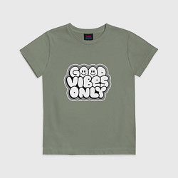 Футболка хлопковая детская Goof vibes black, цвет: авокадо