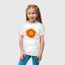 Футболка хлопковая детская Огненное солнце, цвет: белый — фото 2