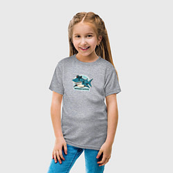 Футболка хлопковая детская Акула - морской патруль, цвет: меланж — фото 2