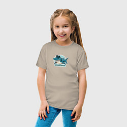 Футболка хлопковая детская Акула - морской патруль, цвет: миндальный — фото 2