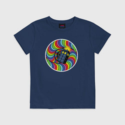 Футболка хлопковая детская Tardis colors, цвет: тёмно-синий