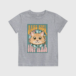Футболка хлопковая детская Винтажный рыжий кот пацифист, цвет: меланж