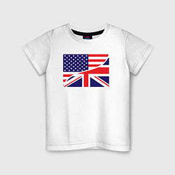 Футболка хлопковая детская США и Великобритания, цвет: белый