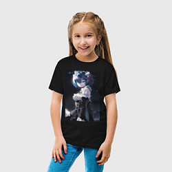 Футболка хлопковая детская Жизнь с нуля в альтернативном мире Рем, цвет: черный — фото 2