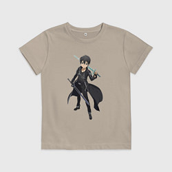 Футболка хлопковая детская Мастера Меча Онлайн Кадзуто Киригая, цвет: миндальный