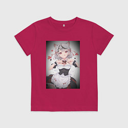 Футболка хлопковая детская Аниме девочка кошечка витубер Sakamata Chloe, цвет: маджента