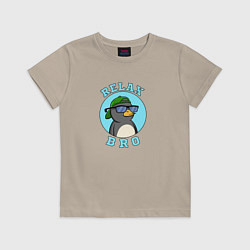 Футболка хлопковая детская Penguin, цвет: миндальный