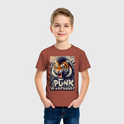 Футболка хлопковая детская Cool tiger - punks not dead, цвет: кирпичный — фото 2