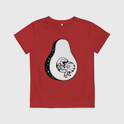 Футболка хлопковая детская Космонавт и авокадо, цвет: красный