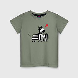Футболка хлопковая детская Zebra love, цвет: авокадо