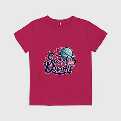 Футболка хлопковая детская Sweet dreams космос, цвет: маджента