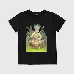 Футболка хлопковая детская Сэнку Исигами, цвет: черный