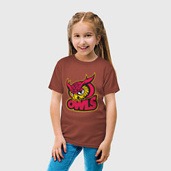 Футболка хлопковая детская Team owls, цвет: кирпичный — фото 2