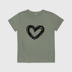Футболка хлопковая детская Черное сердце, цвет: авокадо