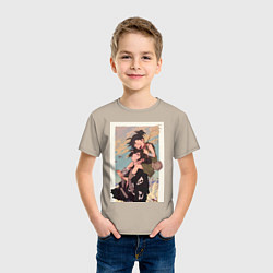 Футболка хлопковая детская Хяккимару Дороро воин, цвет: миндальный — фото 2