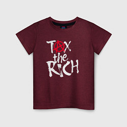 Футболка хлопковая детская Tax the rich, цвет: меланж-бордовый