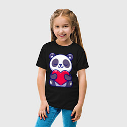 Футболка хлопковая детская Панда и сердечко, цвет: черный — фото 2