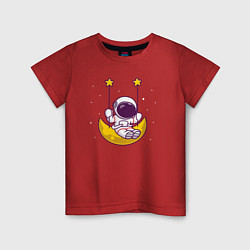 Футболка хлопковая детская Космические качели, цвет: красный