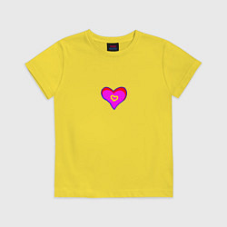 Футболка хлопковая детская Яркое сердце в точке, цвет: желтый
