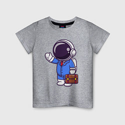 Футболка хлопковая детская Космонавт с чемоданом, цвет: меланж