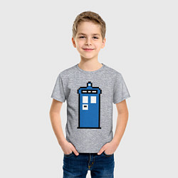 Футболка хлопковая детская Tardis pixels, цвет: меланж — фото 2