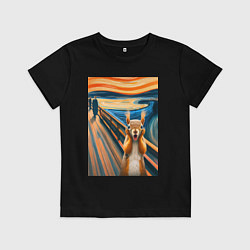 Футболка хлопковая детская Белка кричит - мем нейросеть, цвет: черный