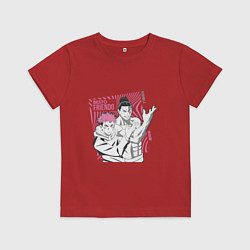 Футболка хлопковая детская Магическая битва Итадори Besto friendo, цвет: красный