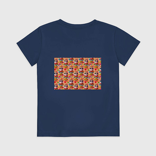 Детская футболка Коты и летний вайб паттерн / Тёмно-синий – фото 2