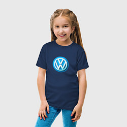 Футболка хлопковая детская Volkswagen logo blue, цвет: тёмно-синий — фото 2