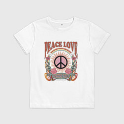 Футболка хлопковая детская Мир и любовь арт, цвет: белый