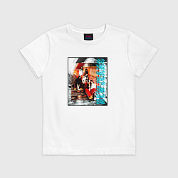 Футболка хлопковая детская NewJeans grunge, цвет: белый