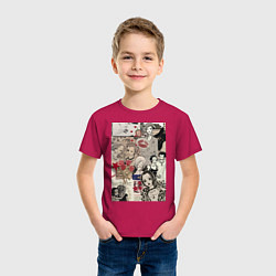 Футболка хлопковая детская Нана Осаки коллаж, цвет: маджента — фото 2