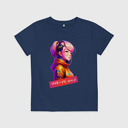 Футболка хлопковая детская Star girl, цвет: тёмно-синий