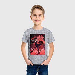 Футболка хлопковая детская Магическая битва Маки Дзэнин Тодзи Фусигуро, цвет: меланж — фото 2
