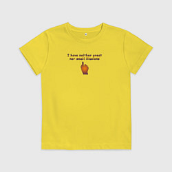 Футболка хлопковая детская No illusions, цвет: желтый